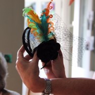 Coral and Green fascinator heaven – hen party in Glasgow’s Bearsden.
